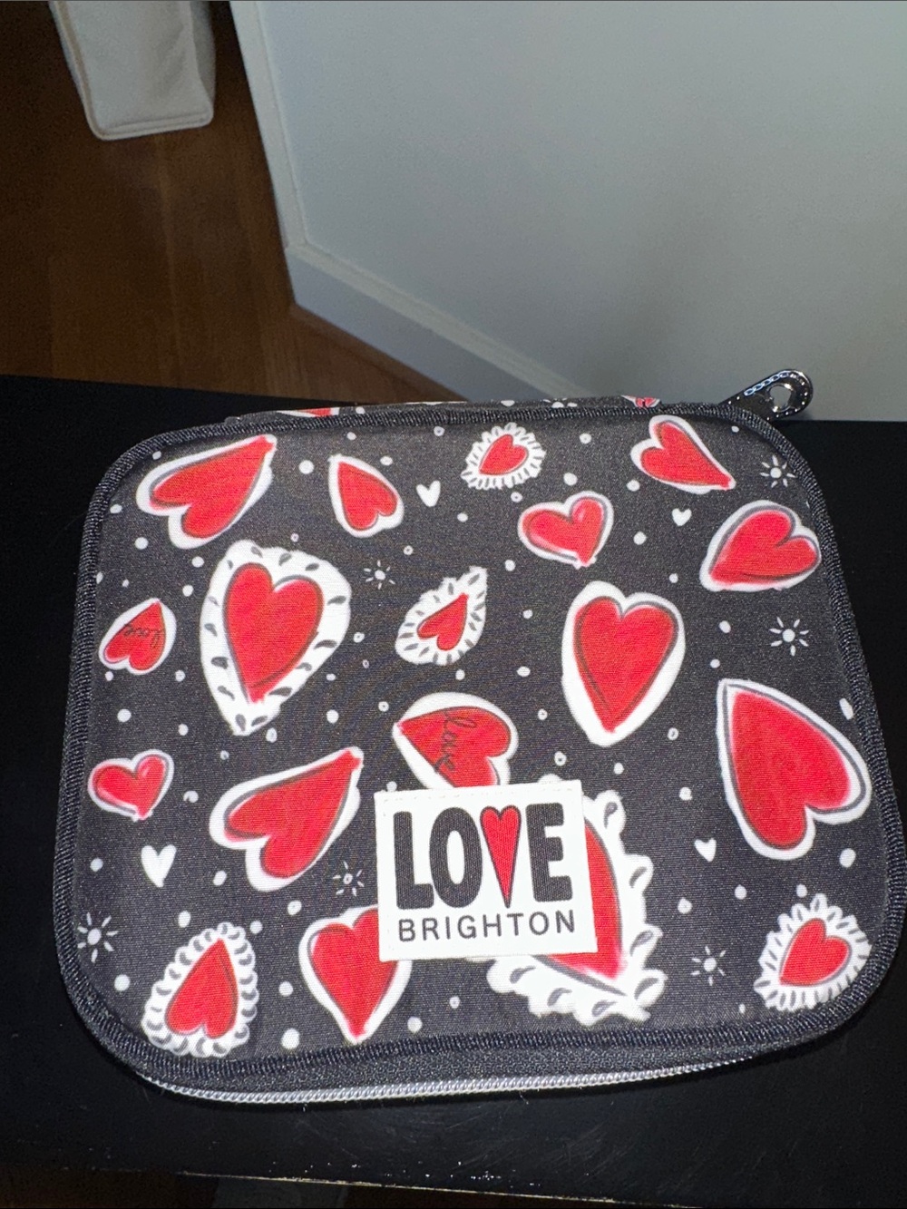 Brighton Black and Red Heart Cosmetic Case NWOT